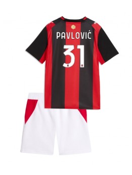 AC Milan Strahinja Pavlovic #31 Heimtrikotsatz für Kinder 2026-27 Kurzarm (+ Kurze Hosen)